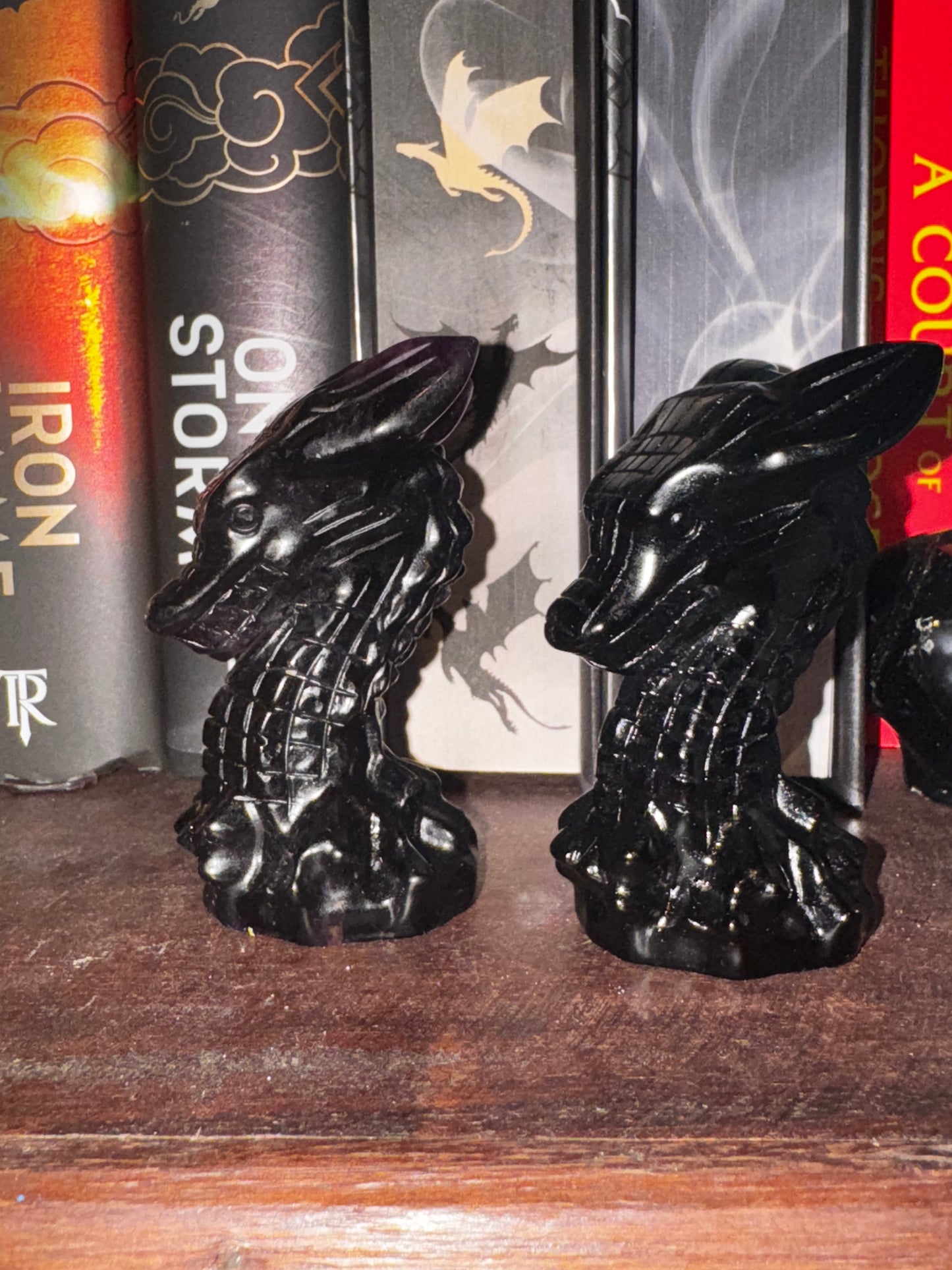 Dragon Heads - Fluorite & Obsidian
