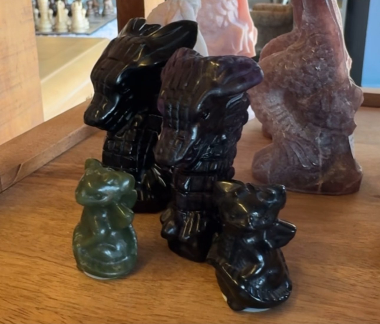 Dragon Heads - Fluorite & Obsidian