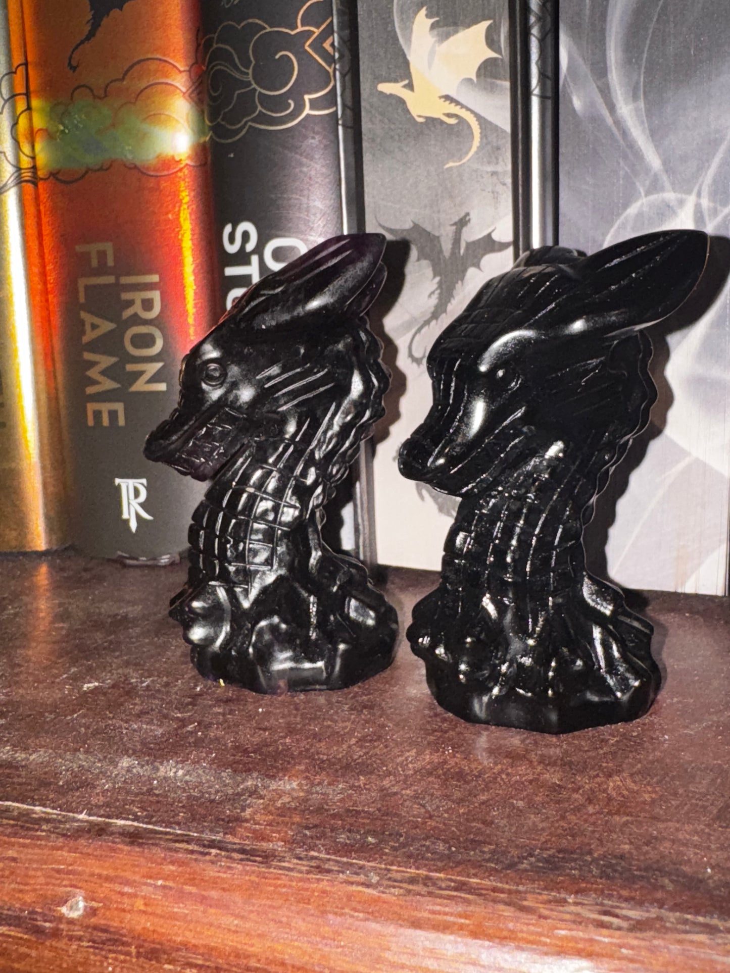 Dragon Heads - Fluorite & Obsidian