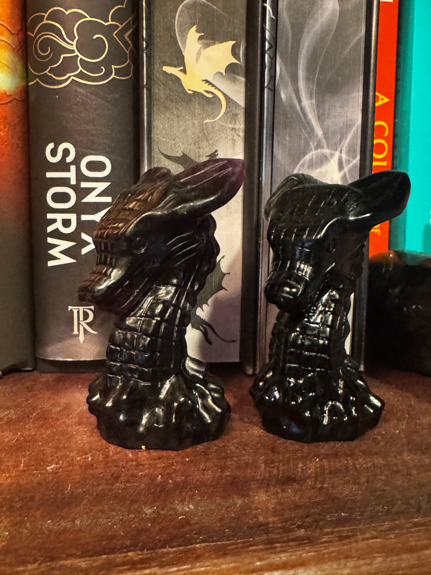 Dragon Heads - Fluorite & Obsidian